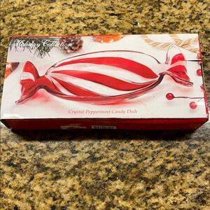 Holiday Collection Crystal Peppermint Candy Dish - Red